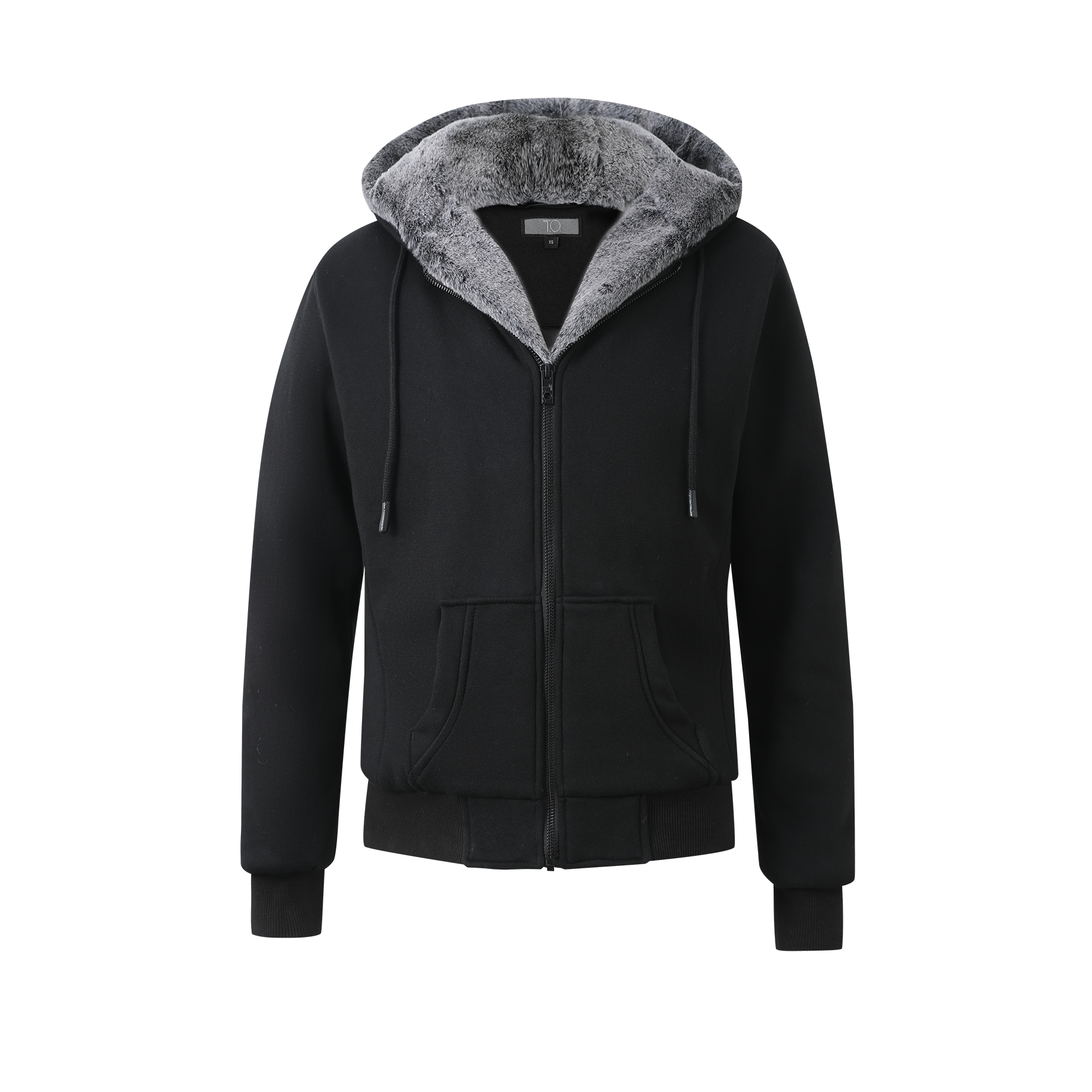 Men's Black Hoodie Grey Removable Fur – Collection