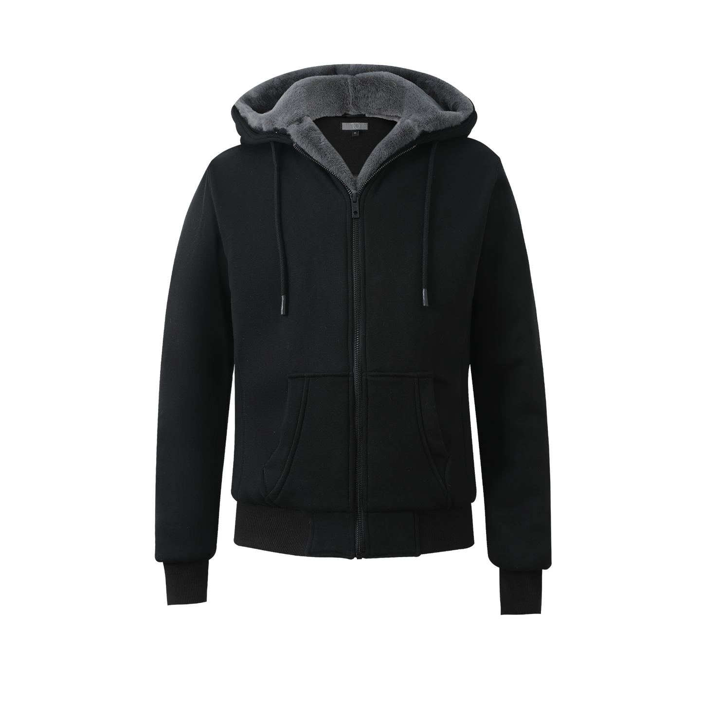 Boy's Black Hoodie - Charcoal Removable Fur