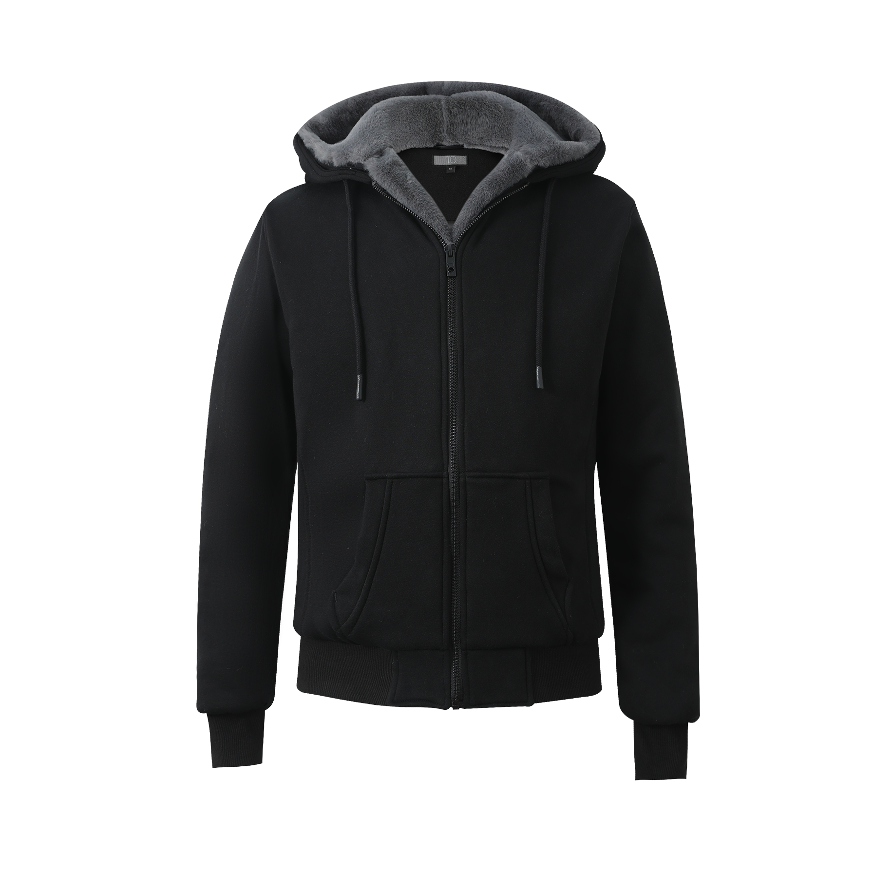 T.O. Collection Mens Hoodie with Fur HD Black Black Small