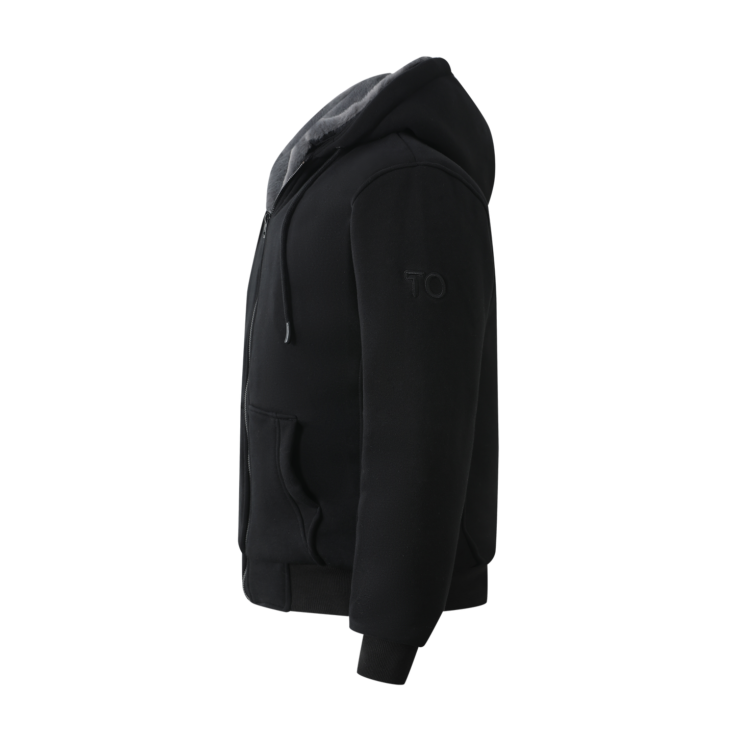 Boy's Black Hoodie - Charcoal Removable Fur