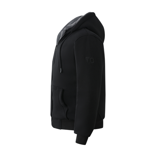 Men's Black Hoodie - Charcoal Removable Fur