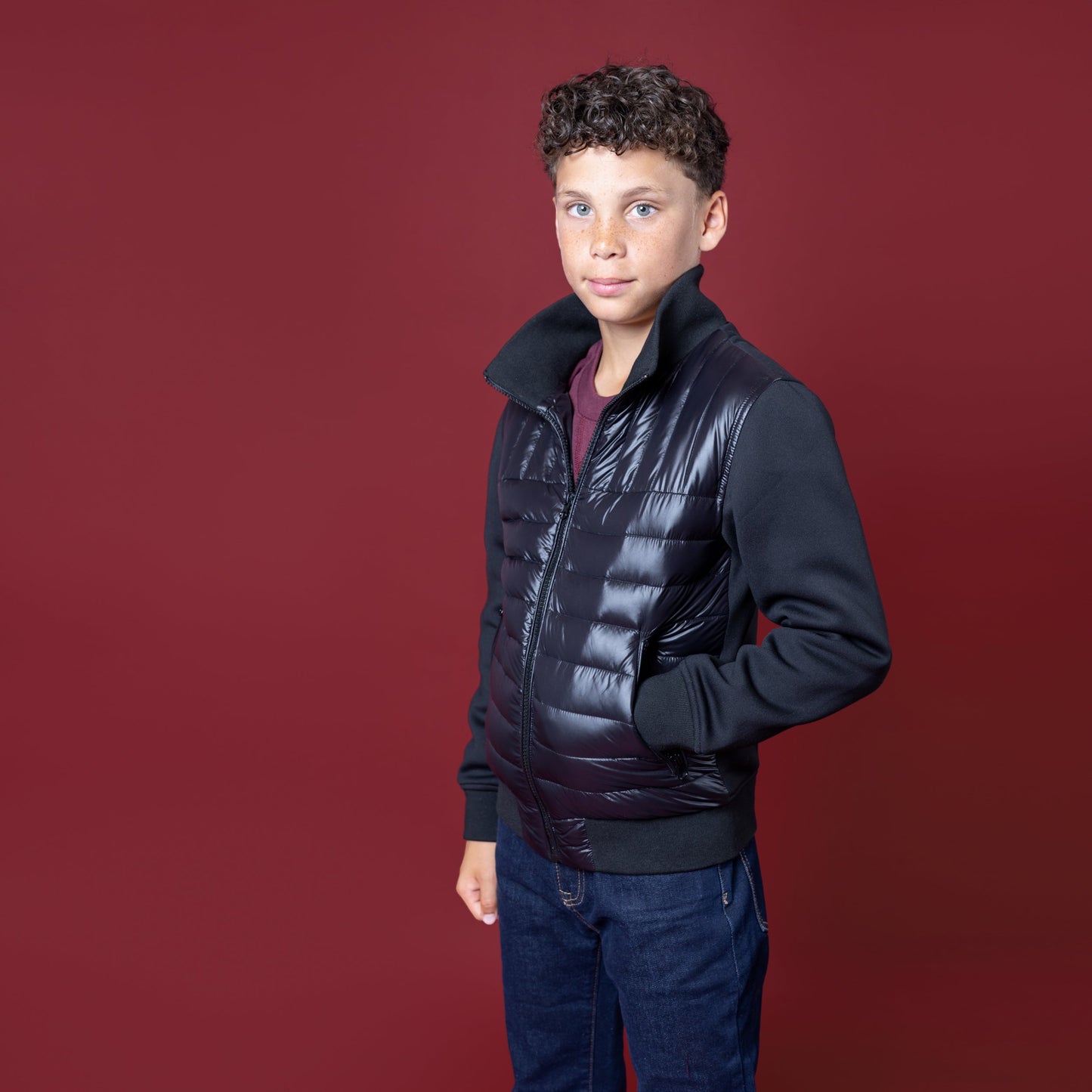 Boy's Jackie Light Bomber Puffer Jacket - Black