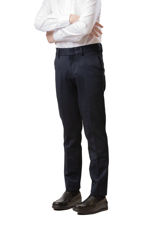 Boy's Basic Stretch Pants - Pindot Navy