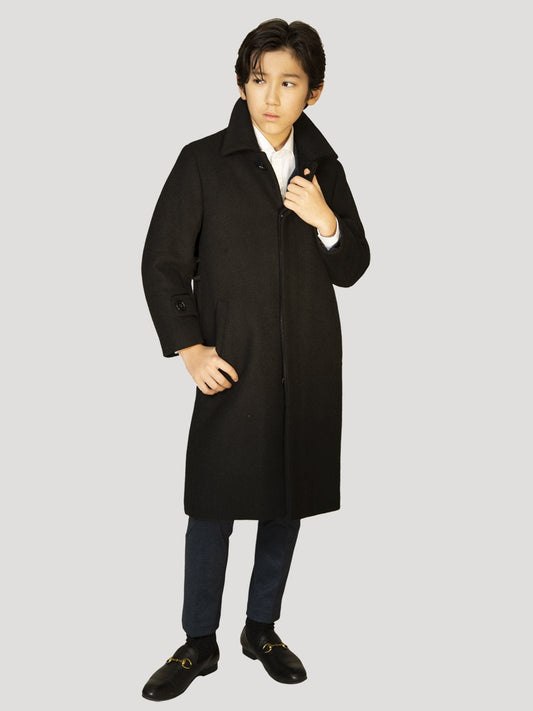 Boy's Charlotte Wool Long Coat - Black