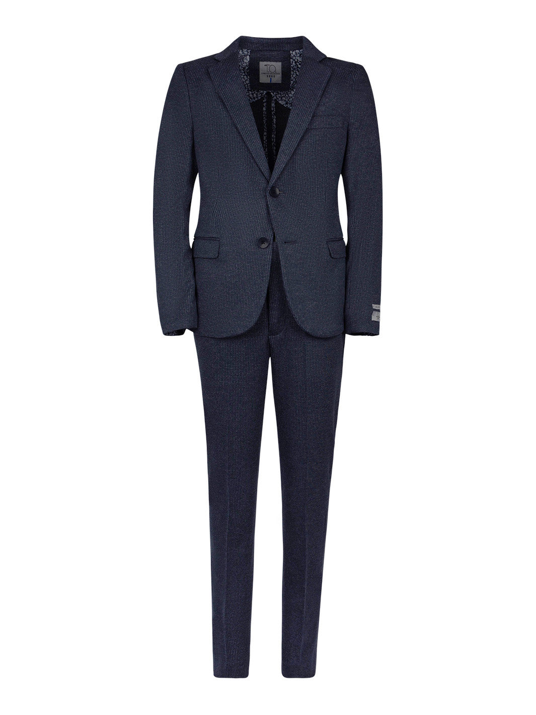 Boy's Soho Stretch Suit - Dark Blue Houndstooth