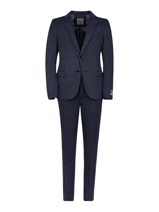 Boy's Soho Stretch Suit - Dark Blue Houndstooth