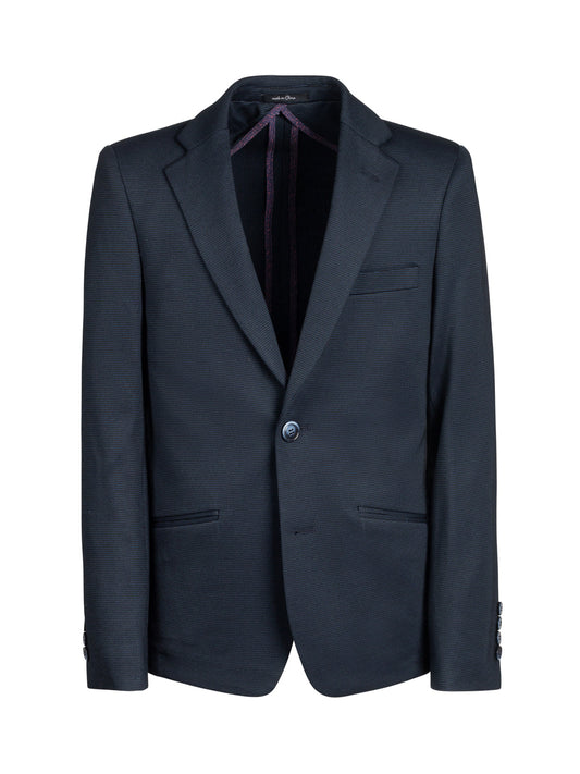 Boy's Basic Stretch Suit - Pin Dot Navy