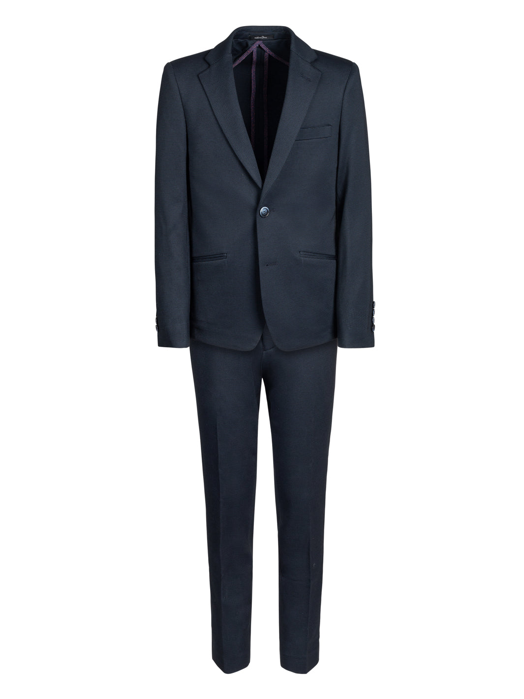 Boy's Basic Stretch Suit - Pin Dot Navy