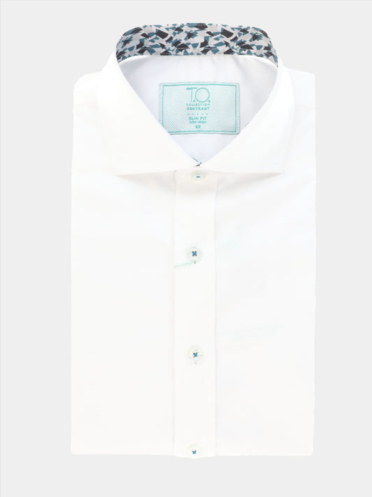 Boy's Splatter Non-Iron Contrast Shirt - Green
