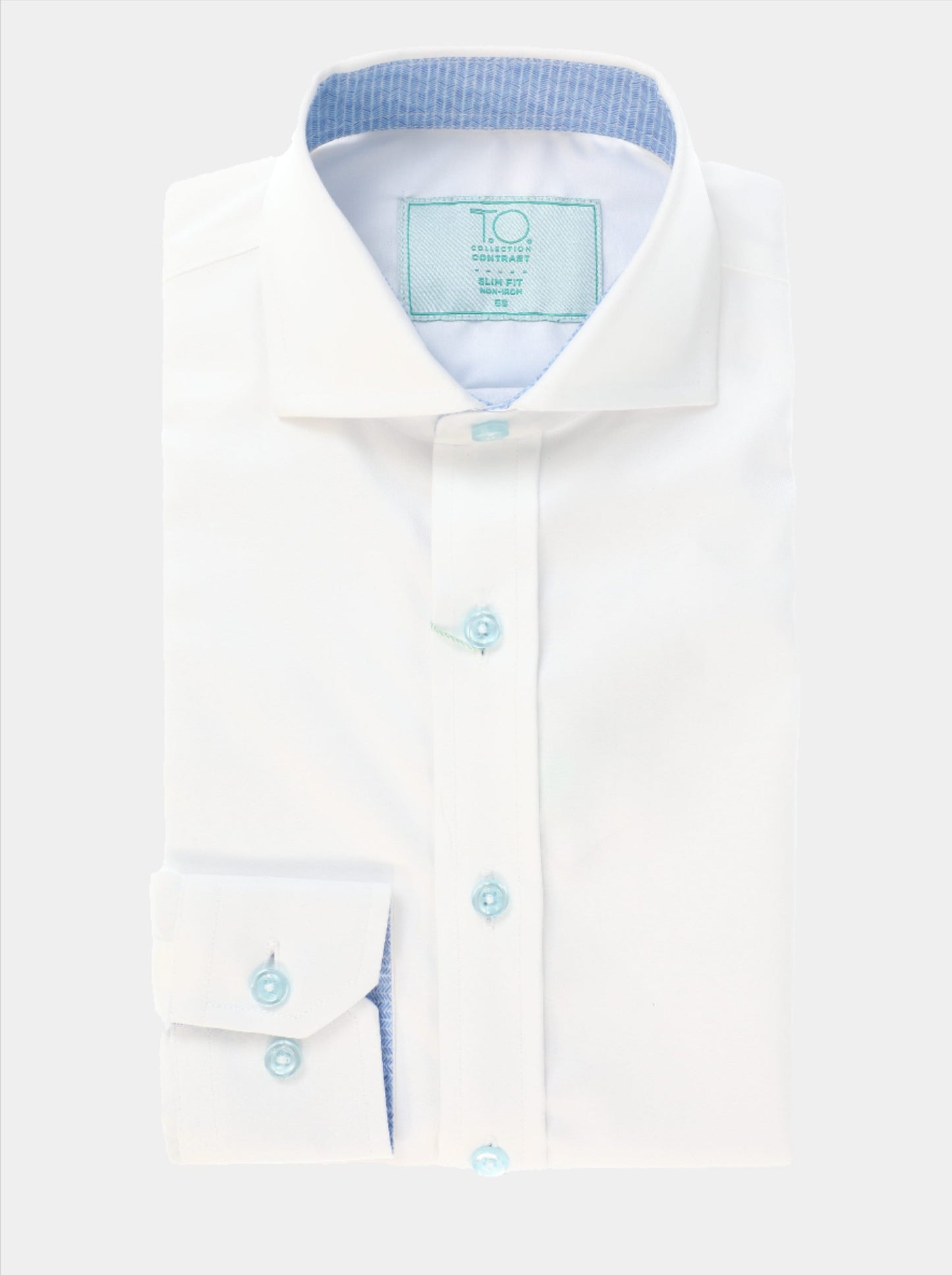 Boy's Zig-Zag Non-Iron Contrast Shirt - Blue