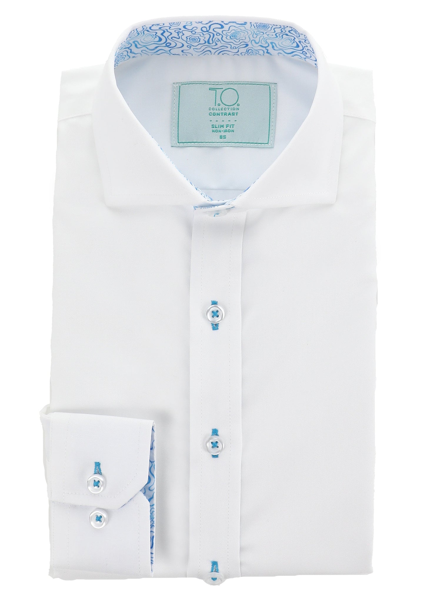 T.O. Boy's Non-Iron Contrast Shirt - Blue