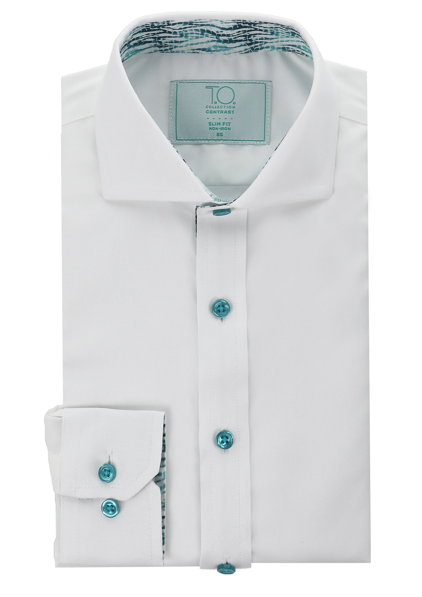 T.O. Boy's Non-Iron Contrast Shirt - Turquoise