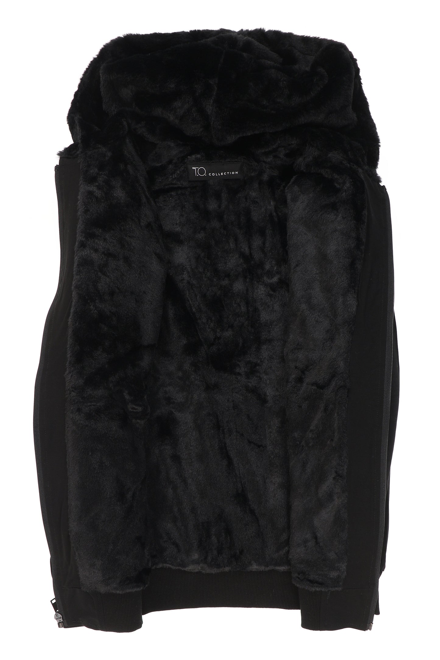 T.O. Collection Boy's Black Dressy Hoodie with Black Fur