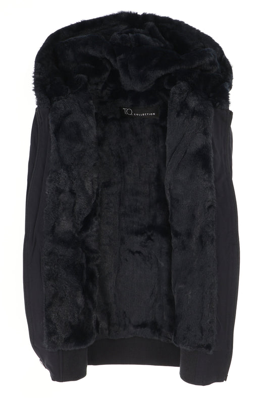 T.O. Collection Men's Navy Dressy Hoodie with Navy Fur