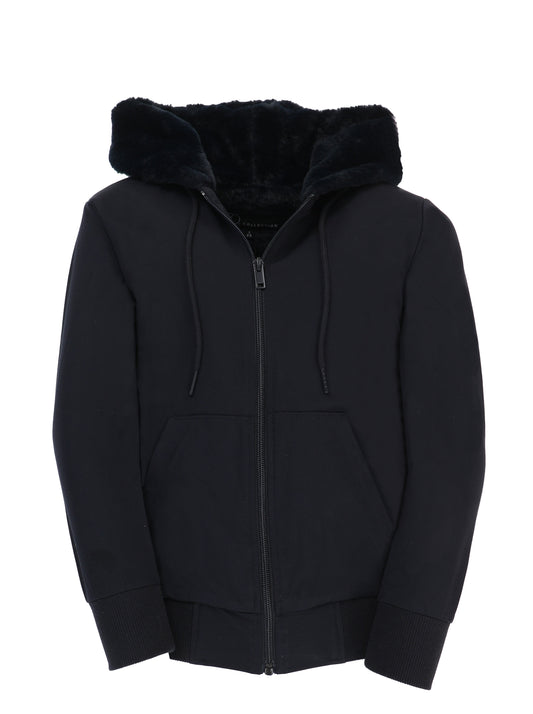 T.O. Collection Men's Navy Dressy Hoodie with Navy Fur