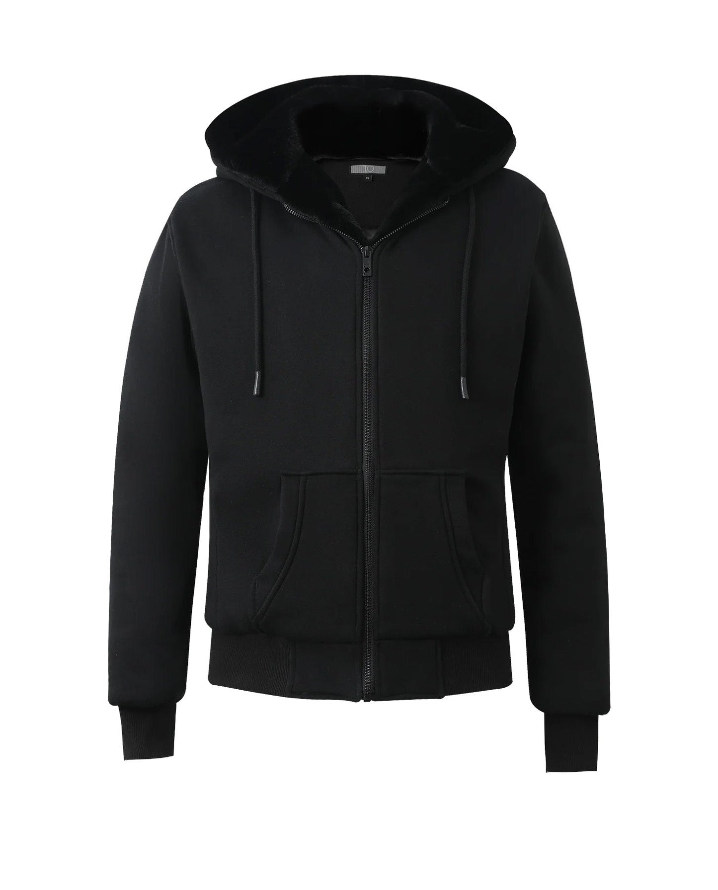 T.O. Collection Boy's Black X Style Hoodie with thumb hole - Black Removeable Fur