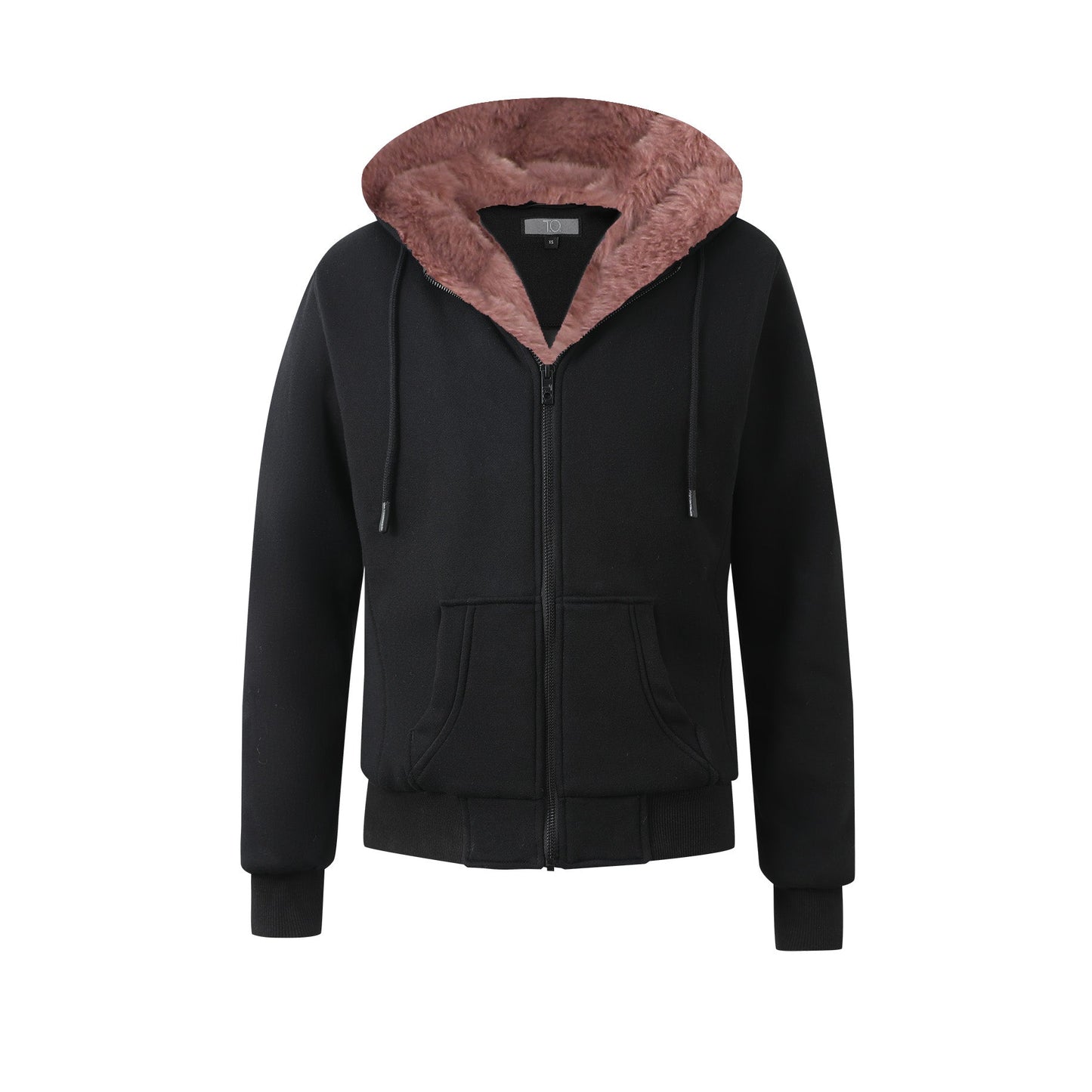 T.O. Kid's Black Hoodie - Mauve Removeable Fur