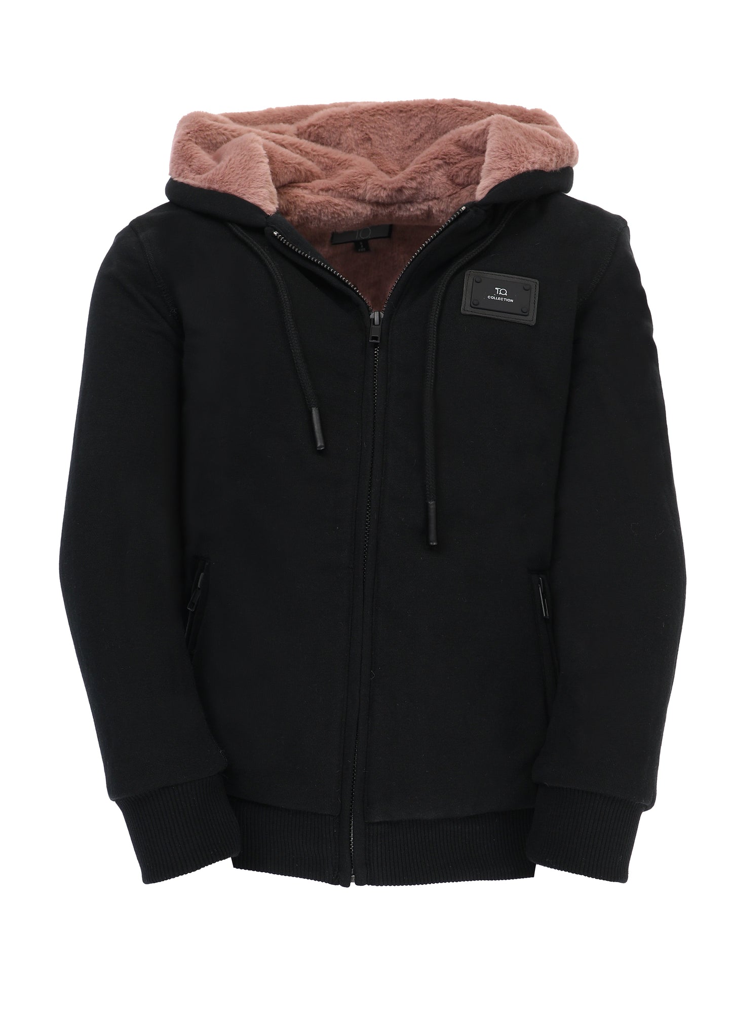T.O. Collection Adult's Dulce Black X Style Hoodie with thumb hole -Mauve Fur