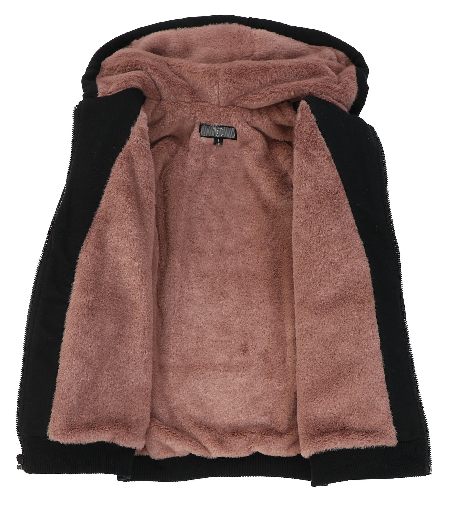 T.O. Adult's Dulce Black Hoodie -Mauve Fur