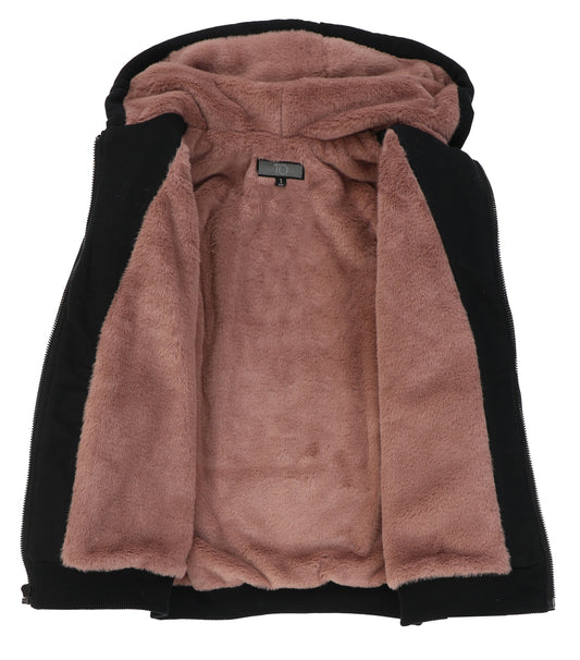 T.O. Adult's Dulce Black Hoodie -Mauve Fur