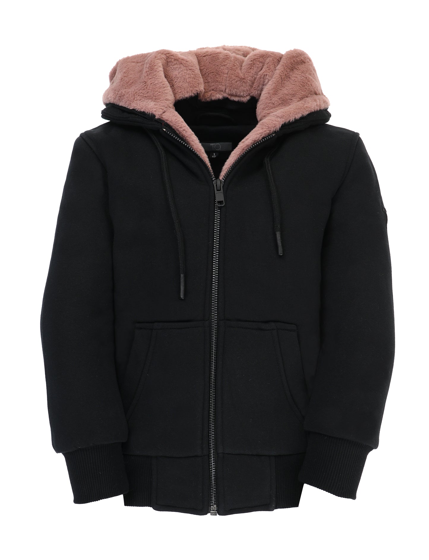 Men's Black Hoodie with Removeable Fur- Mauve