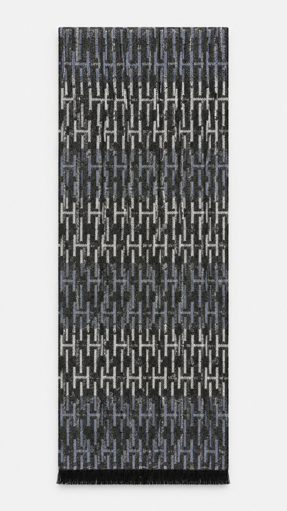 T.O. Collection Linear Geometric Scarf - Charcoal / Blue / Ivory