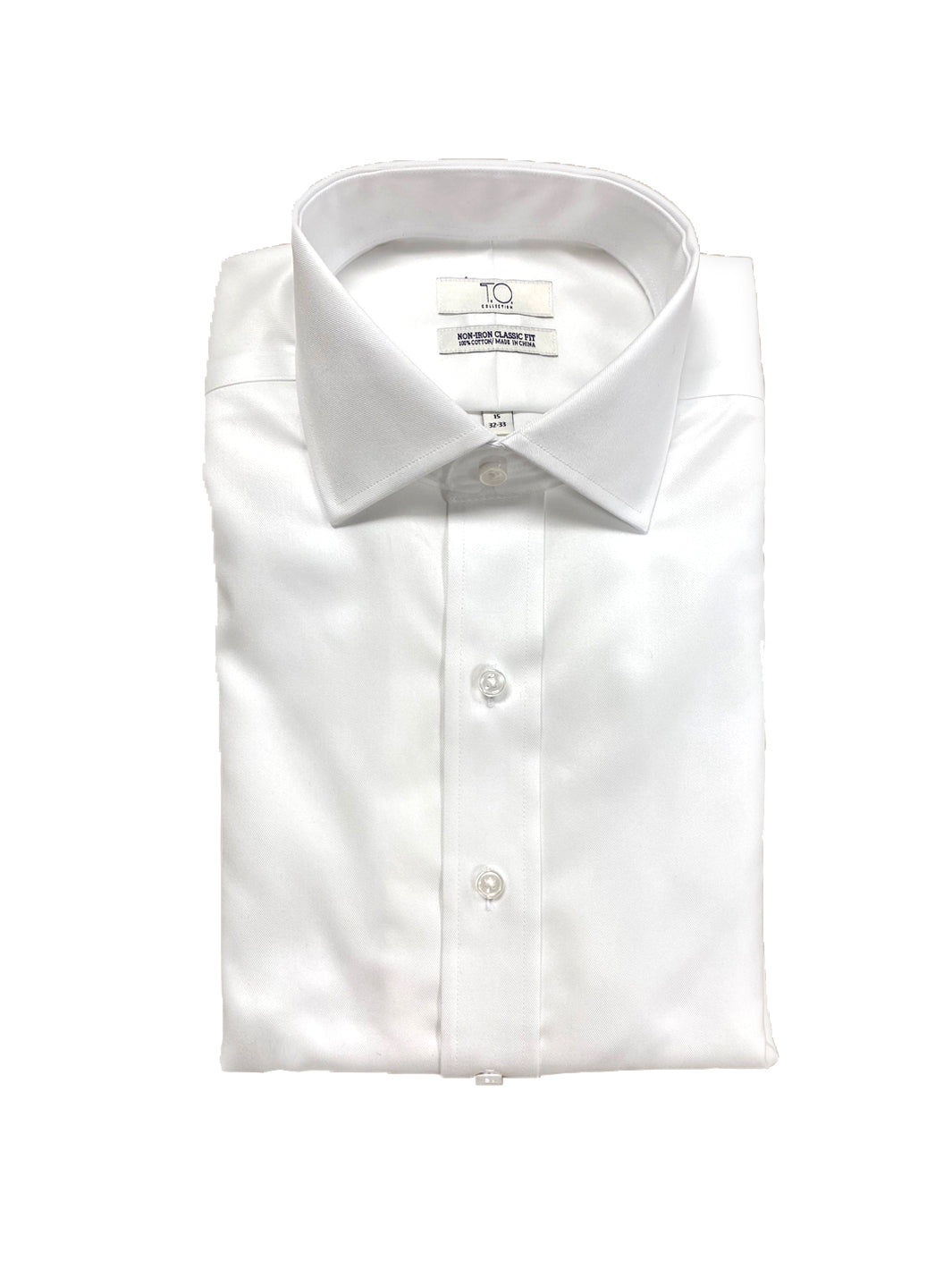 Men's White Twill Non-Iron Button Cuff Shirt - With pocket