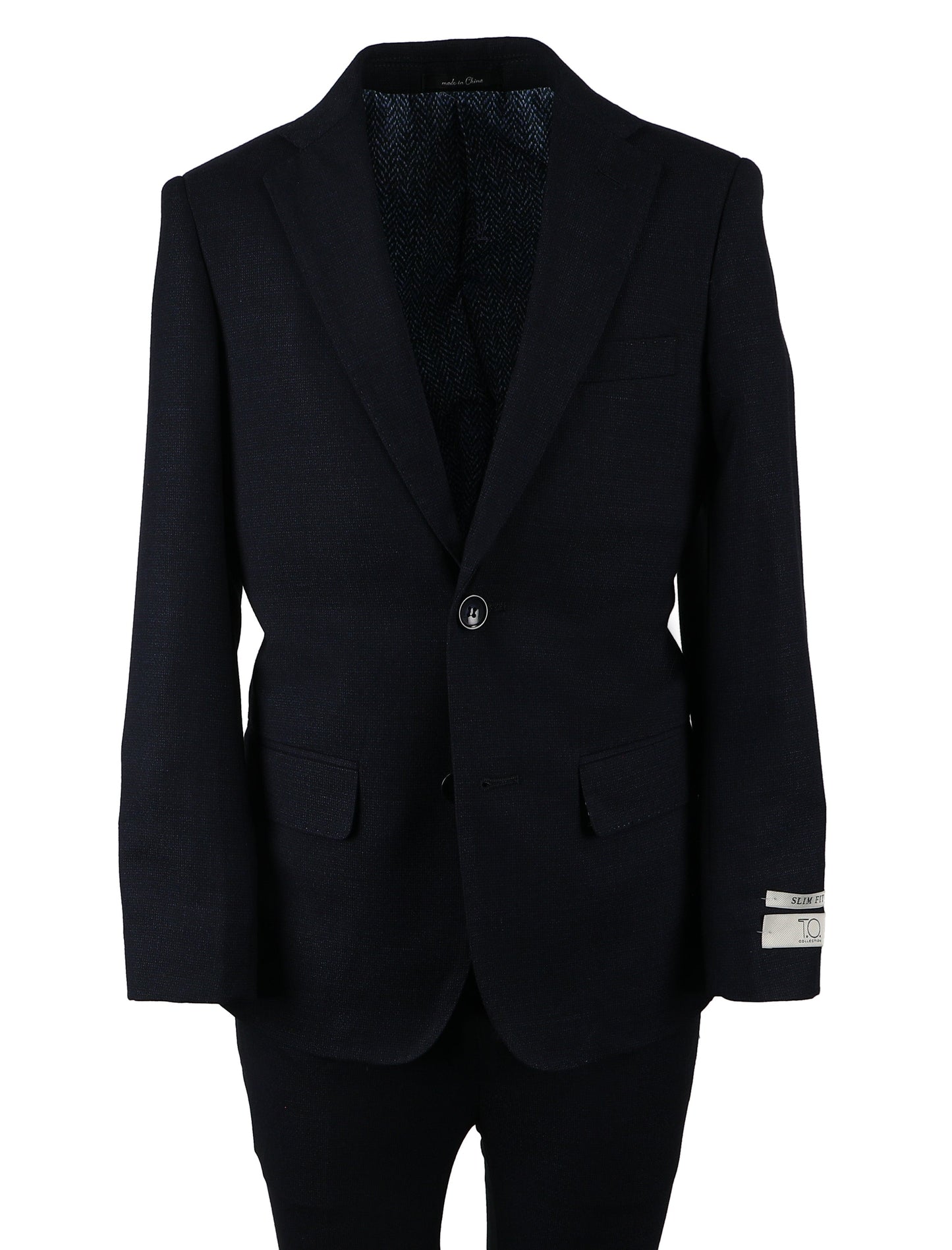 T.O. Boy's Fashion Suit - Birdseye Navy