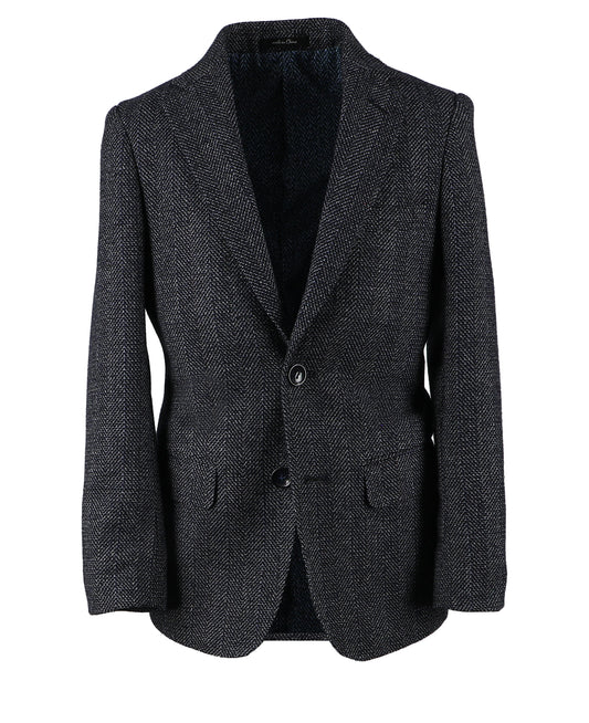 T.O. Boy's Patched Pocket Fashion Blazer - Navy Plaid