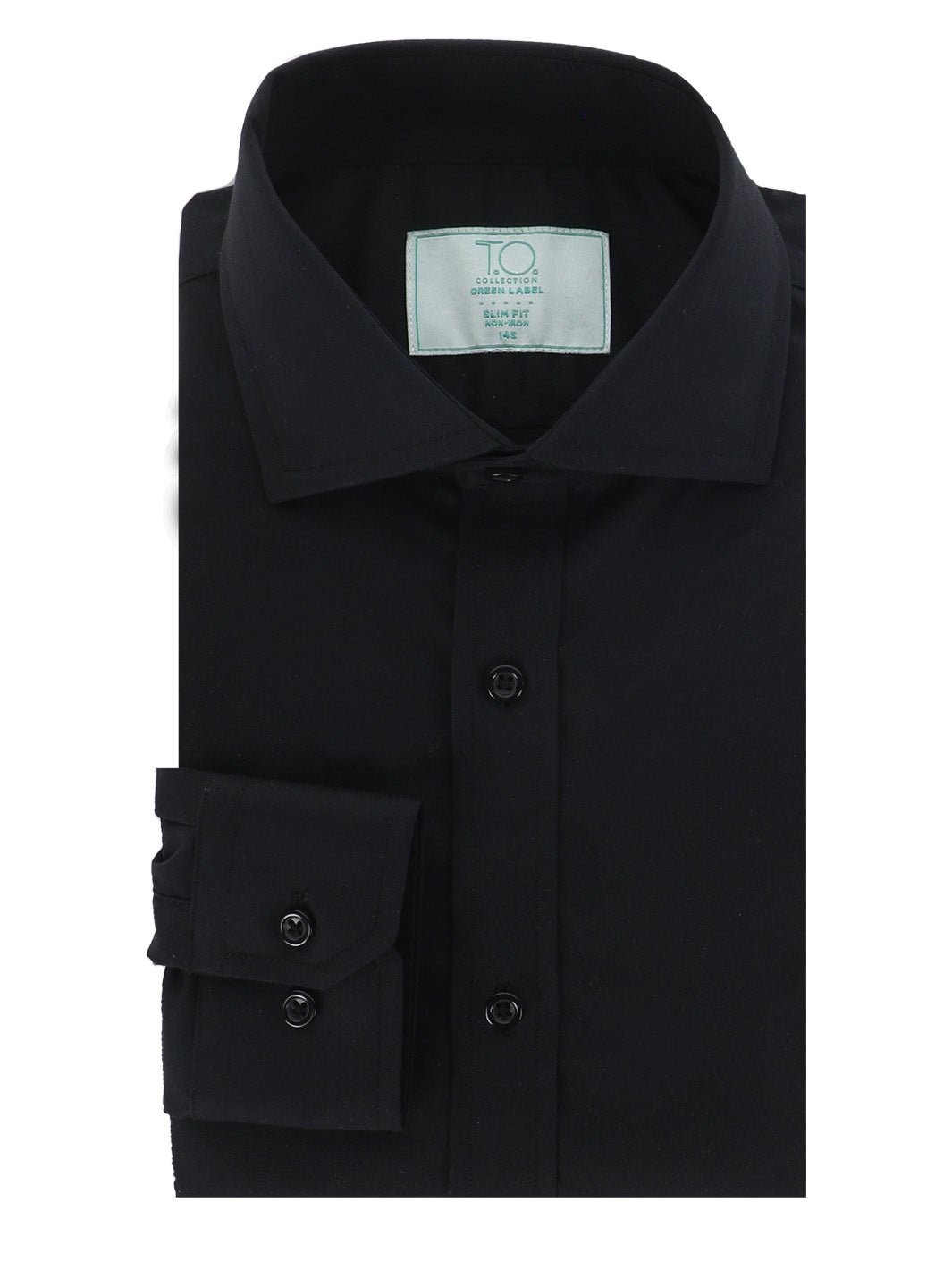 T.O. Collection Men's Green Label Solid Black Non Iron Shirt