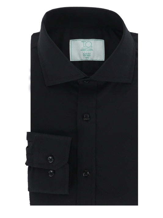 T.O. Collection Men's Green Label Solid Black Non Iron Shirt