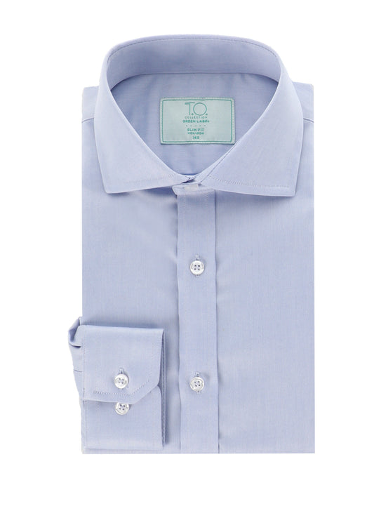 T.O. Collection Men's Green Label Solid Blue Non Iron Shirt
