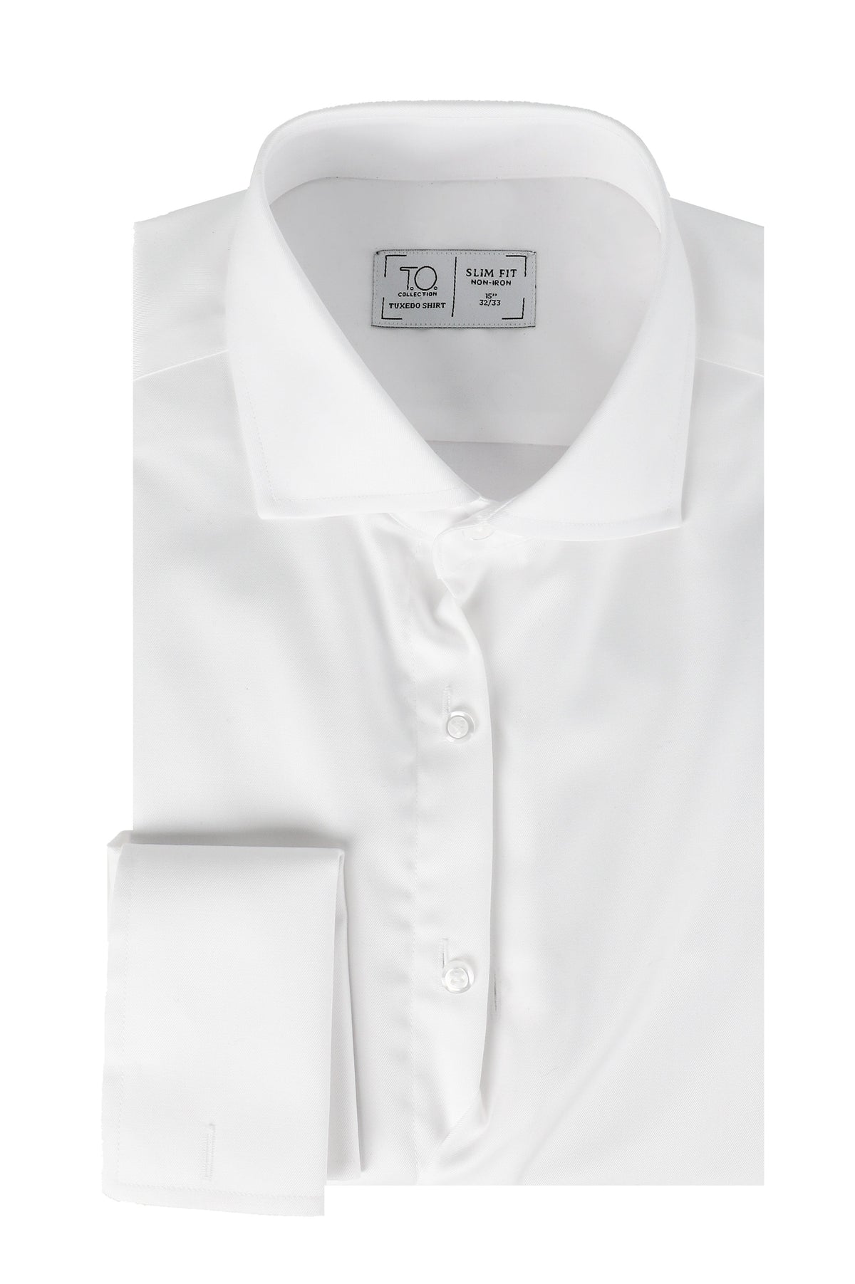 White dress shirt with collar and cuff on a white background