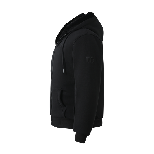 Men's Black Hoodie - Black Removable Fur