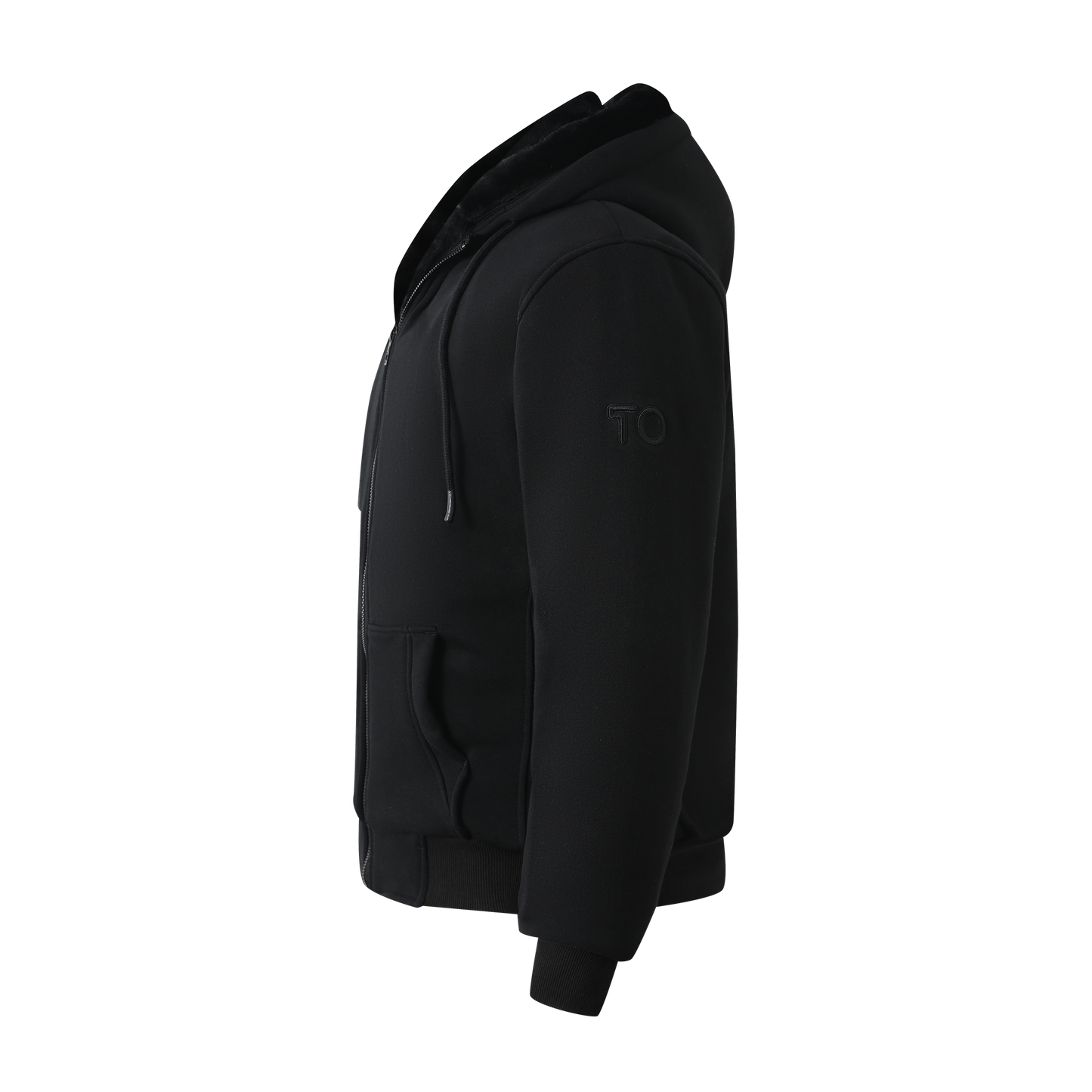 Boy's Black Hoodie - Black Removable Fur