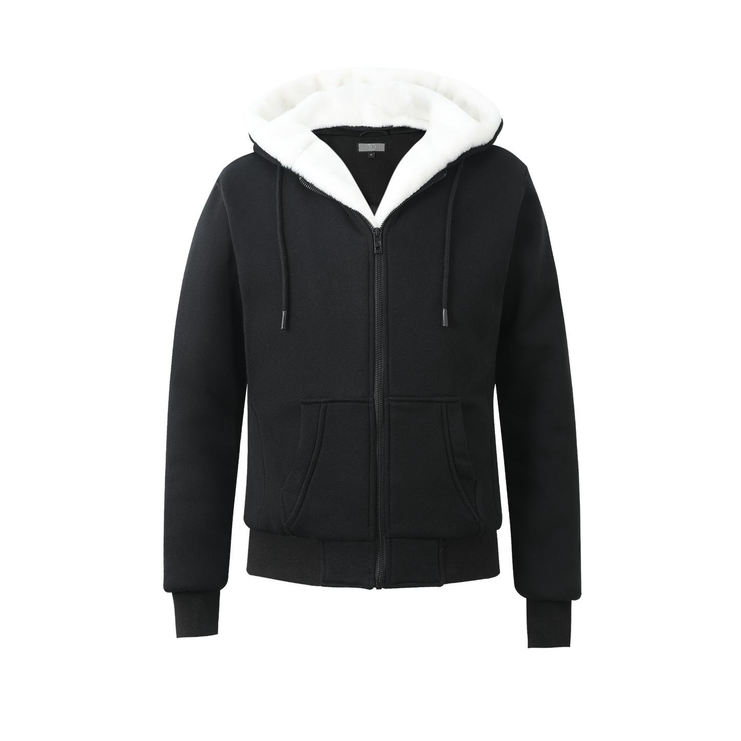 Men's Black Hoodie - White Removable Fur