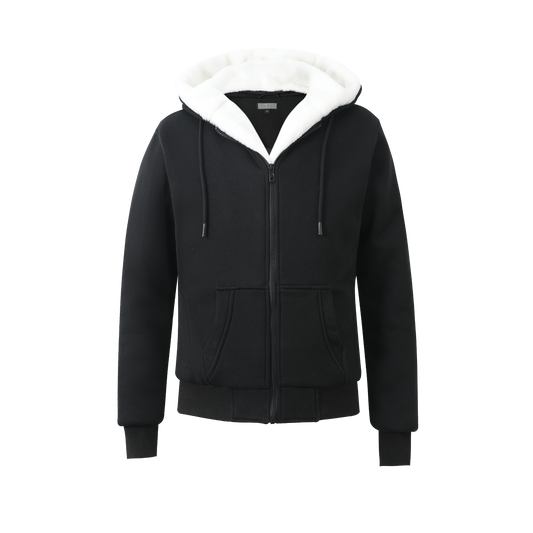 Men's Black Hoodie - White Removable Fur