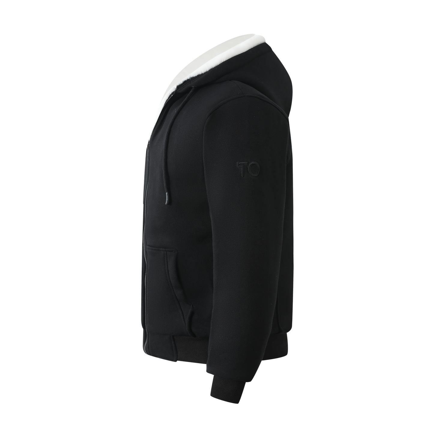 Men's Black Hoodie - White Removable Fur
