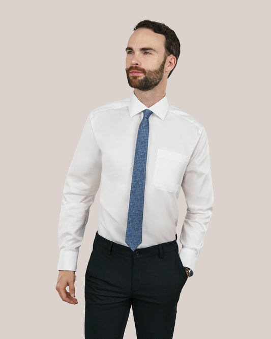 Men's Purple Label White Twill Non-Iron Button Cuff Shirt - With pocket