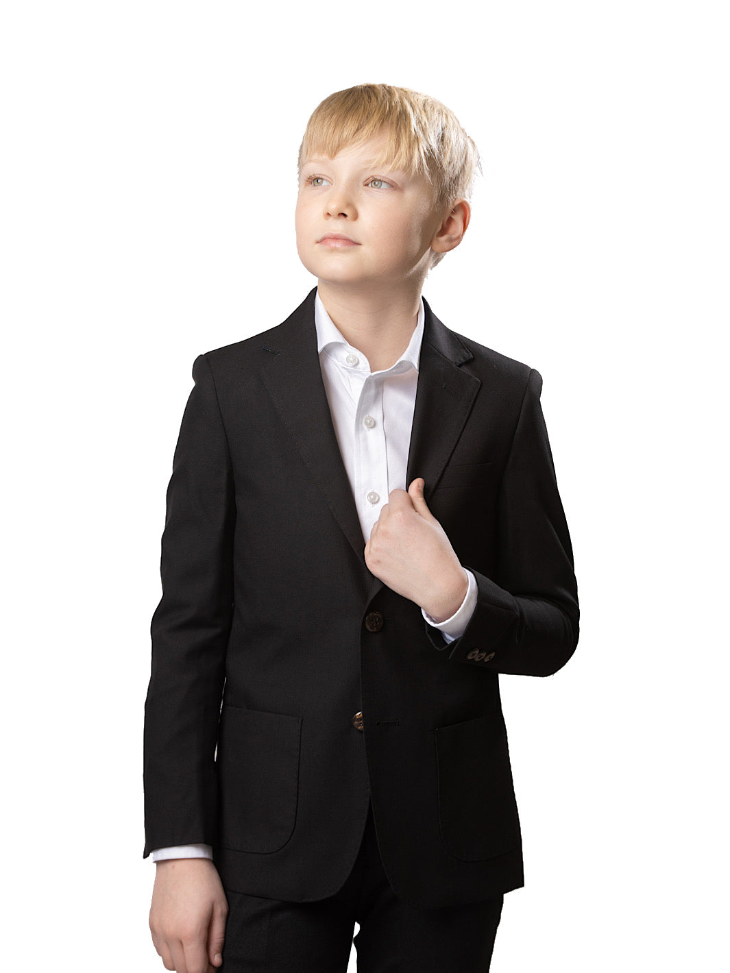 Boy's TR Patch Pocket Suit Jacket - Black Pique