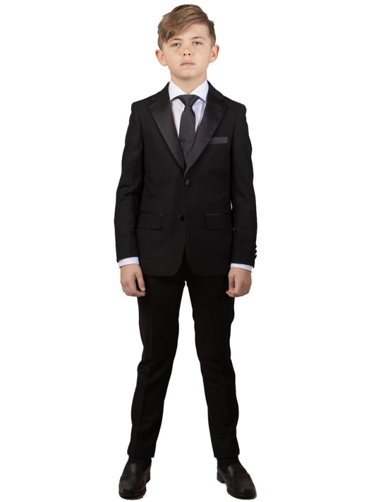 Boy's Notch Lapel Tuxedo - Black