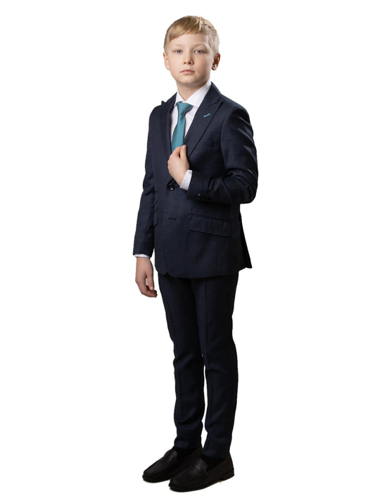 Boy's TR Peak Lapel Suit - Heather Blue