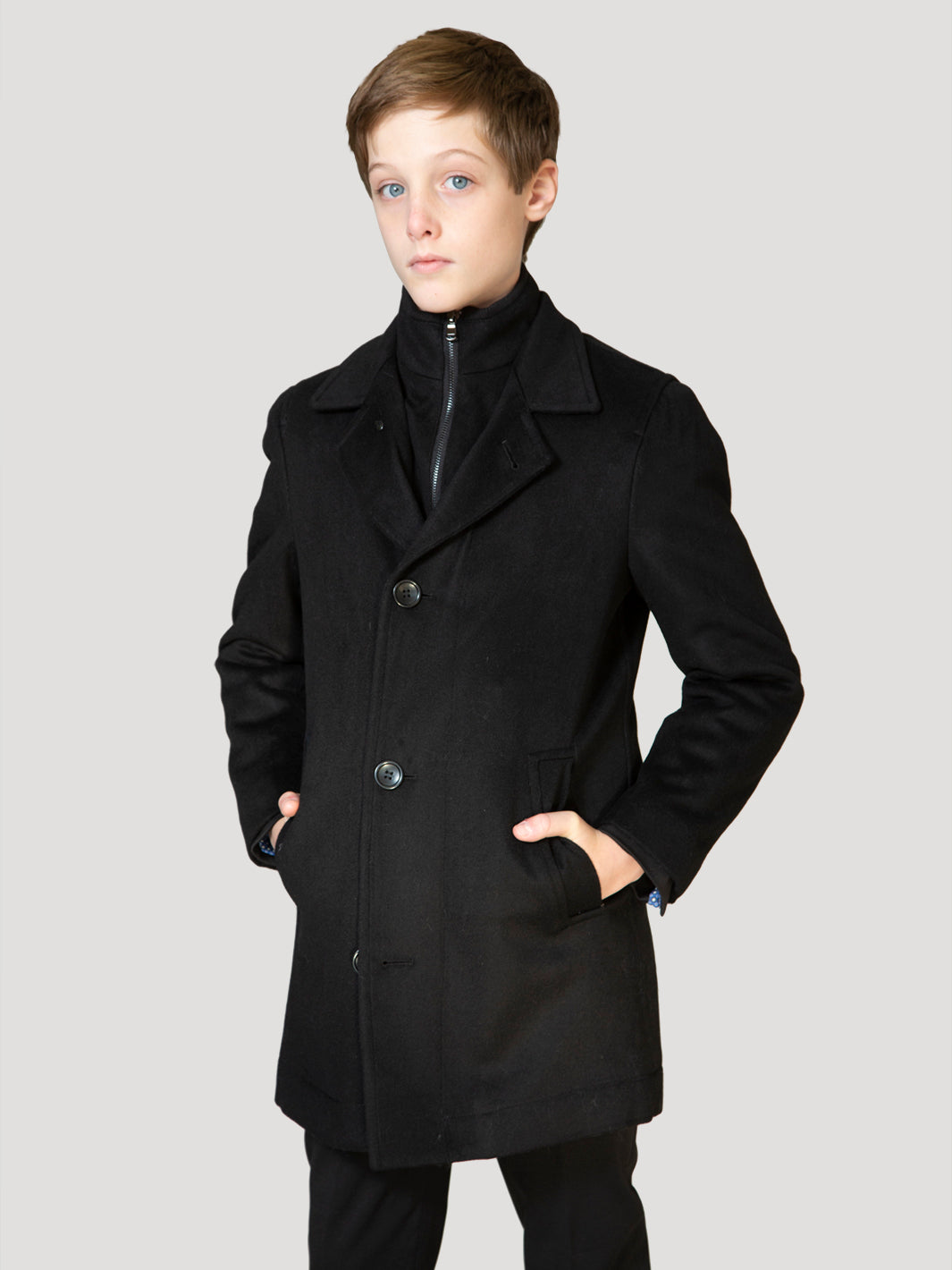 Boys black wool coat online