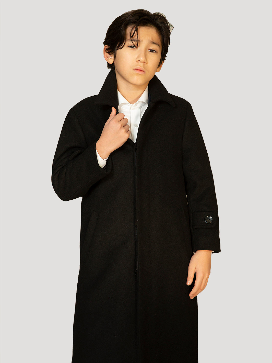 Boy's Charlotte Wool Long No Hood Coat