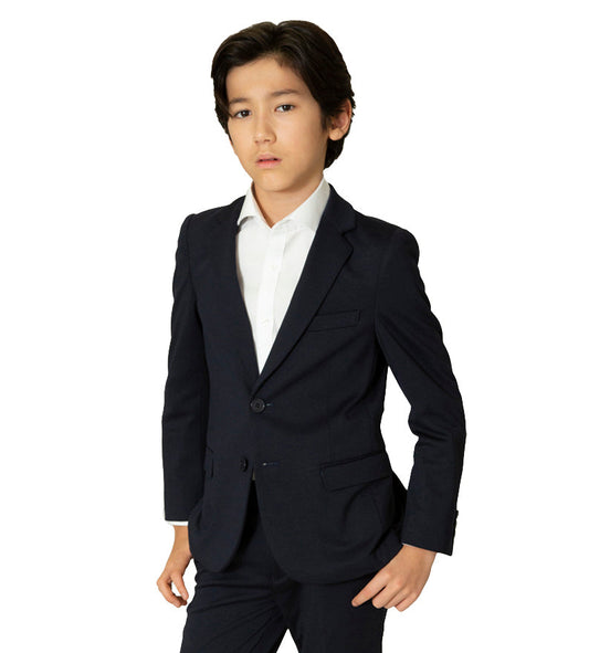 Boy's Soho Stretch Suit Jacket - Textured Navy