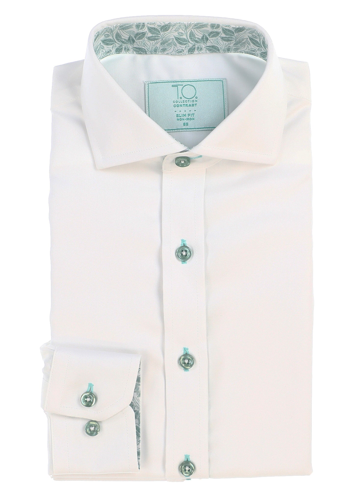 T.O. Boy's Green Label Vivid Non-Iron Contrast Shirt - Green