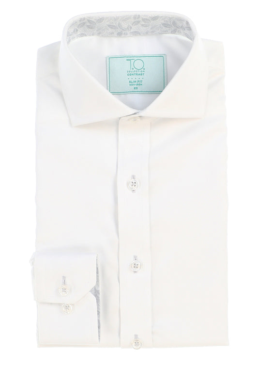 T.O. Boy's Green Label Vivid Non-Iron Contrast Shirt - Grey