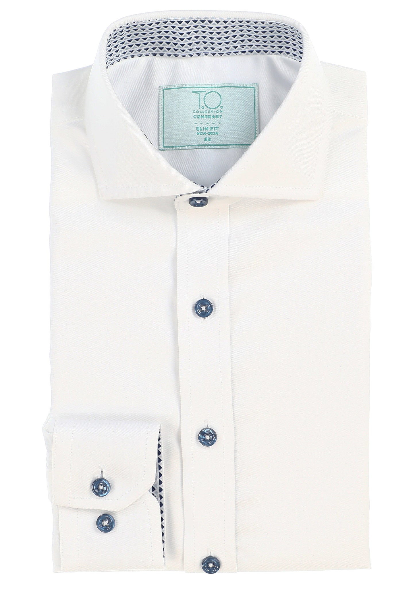 T.O. Boy's Green Label Lalo Non-Iron Contrast Shirt - Blue