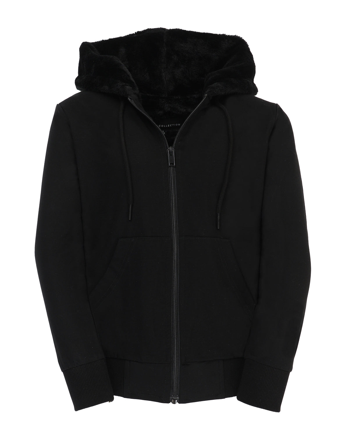 T.O. Collection Dressy Boy's Lightweight Fully Lined Fur Hoodie - Blac