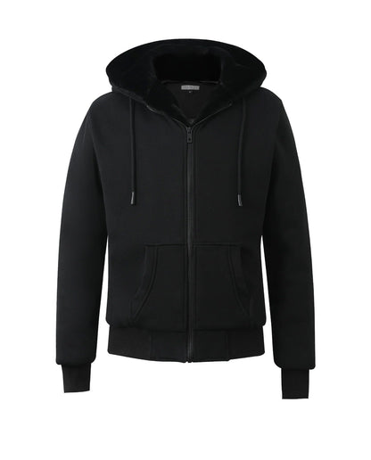 T.O. Collection Boy's Black X Style Hoodie with thumb hole - Black Removeable Fur